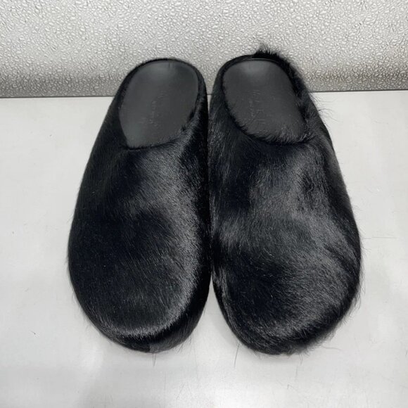 Marni Black Long Hair Calfskin Slip-In Fussbett Sabot Men\'s US 10 main image 4